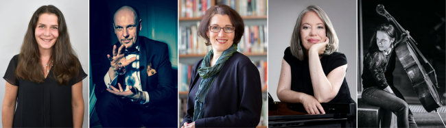 Veronika Haas (Literaturherbst), Matthias Paul (Freier Theaterverein Heidelberg), Jutta Wagner (LiZ Literarisches Zentrum, DAI Heidelberg), Brigitte Becker (Klavier), Elisa Herbig (Cello)